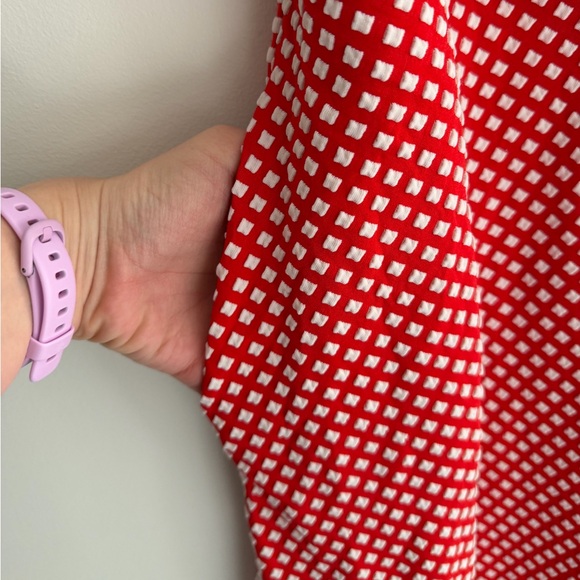 eShakti Red White Diamond Print Sleeveless Midi Dress, Stretch Knit, Women's 3X - Picture 3 of 8